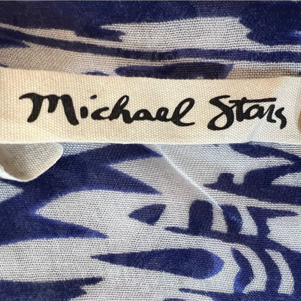 Michael Stars Blue White Kimono Boho Resort Beach Cover Up Lightweight OS - Picture 6 of 7